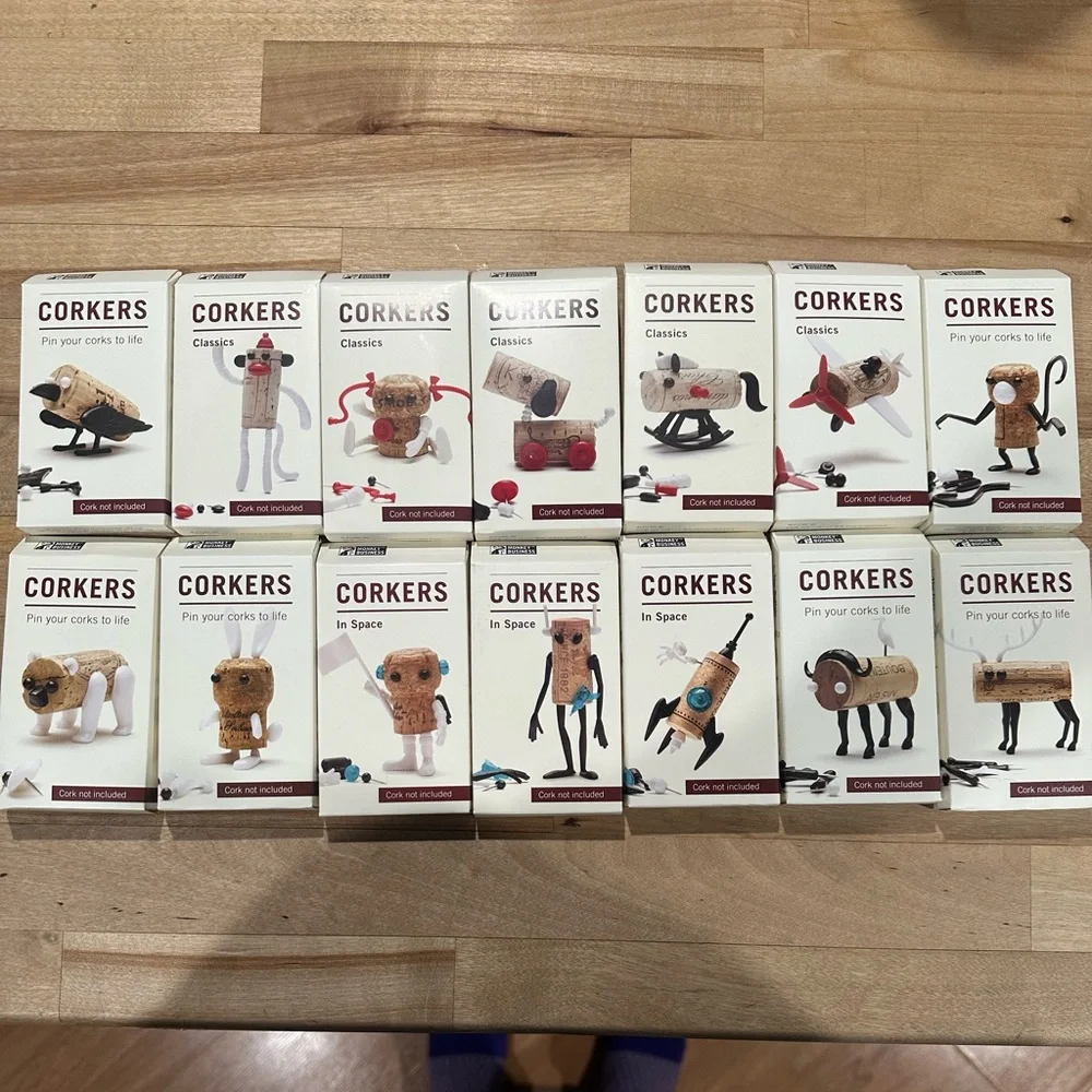 Assorted Cork Craft Figurines - 14 Unique Items